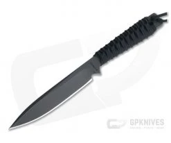 M. Strider Knives WP Hand Ground Spear Point Black PSF27 Black Paracord 0125