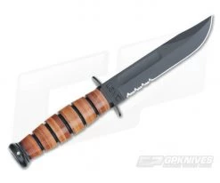 Kabar USMC Short Serrated Knife Leather Handle 1252 -Camping Knives best sale 02 1252 3
