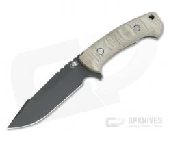 Hinderer Ranch Harpoon Spanto Battle Black CPM-3V Natural Micarta Fixed Blade