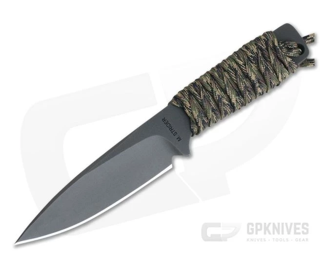 M. Strider Knives WP Hand Ground Spear Point Black PSF27 Camo Paracord 1 M. Strider Knives WP Hand Ground Spear Point Black PSF27 Camo Paracord