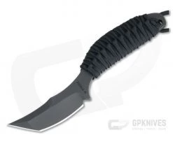 M. Strider Knives WP Hand Ground Trailing Point Tanto Black PSF27 Black Paracord