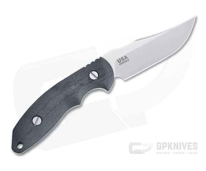 Hinderer Emmett Bowie Stonewashed 20CV Black Micarta Fixed Blade 1277 3 Hinderer Emmett Bowie Stonewashed 20CV Black Micarta Fixed Blade 1277 - Image 3