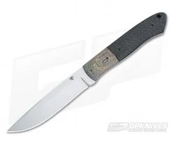 Aaron Frederick 3PS Medium Fixed Blade Damascus Bolster and LS Carbon Fiber