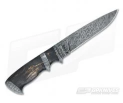 Olamic Cutlery Suna Karelian Birch and Marbled Damascus -Camping Knives best sale 3339 3
