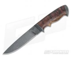 Olamic Cutlery Suna Karelian Birch Burl and Storms of Jupiter Damascus