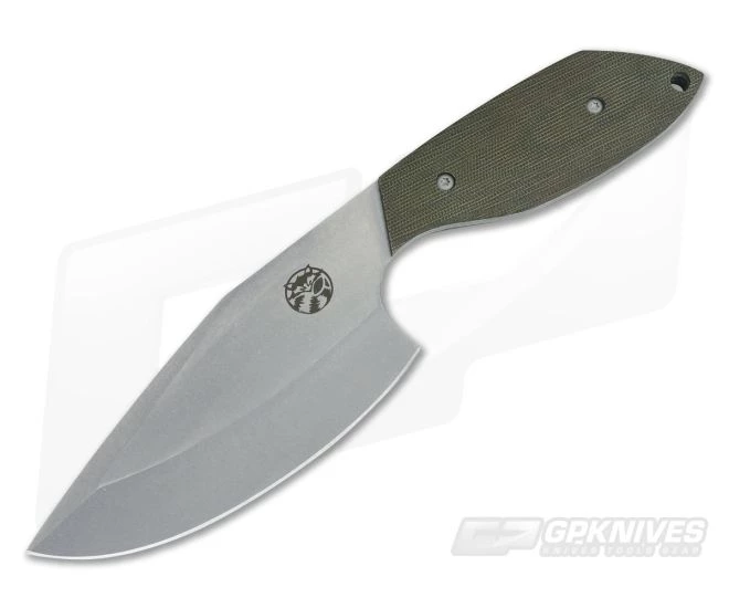 Trash Panda Knives Panda-1 Stonewashed CPM-3V Fixed Blade Green Canvas Micarta 1 Trash Panda Knives Panda-1 Stonewashed CPM-3V Fixed Blade Green Canvas Micarta