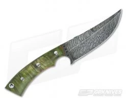 Olamic Cutlery Nero Green Karelian Birch HCVD Damascus Persian -Camping Knives best sale 3730 3
