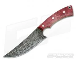 Olamic Cutlery Nero Red Karelian Birch HCVD Damascus Persian