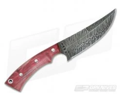 Olamic Cutlery Nero Red Karelian Birch HCVD Damascus Persian -Camping Knives best sale 3732 3
