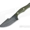 Olamic Cutlery Compact Hunter OD Green G10 HCVD Damascus Harpoon