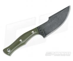 Olamic Cutlery Compact Hunter OD Green G10 HCVD Damascus Harpoon -Camping Knives best sale 3733 3