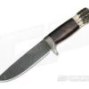 Burr Oak Custom Camp Knife Bold Twist Damascus Ironwood and Stag