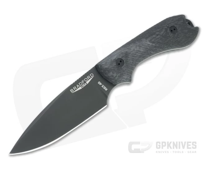 Bradford Guardian3 False Edge GPK Exclusive Black DLC Rex 45 3D Microtextured Carbon Fiber Fixed Blade 1 Bradford Guardian3 False Edge GPK Exclusive Black DLC Rex 45 3D Microtextured Carbon Fiber Fixed Blade