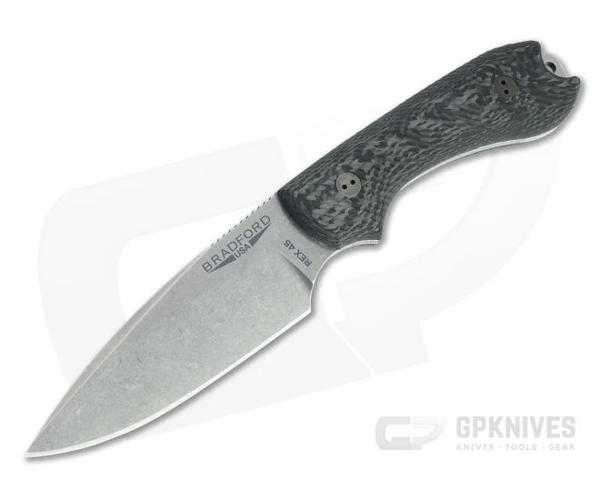 Bradford Guardian3 False Edge GPK Exclusive Stonewashed Rex 45 3D Microtextured Carbon Fiber Fixed Blade 1 Bradford Guardian3 False Edge GPK Exclusive Stonewashed Rex 45 3D Microtextured Carbon Fiber Fixed Blade