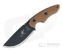 TOPS Knives 3 Pointer Black 1095 Tan Canvas Micarta EDC Hunter Neck Knife 3PR-02