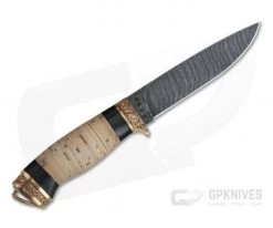 Olamic Cutlery Suna Stacked Birch Bronze Fittings Damascus Fixed Blade -Camping Knives best sale 4116 3