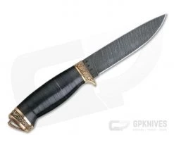Olamic Cutlery Suna Stacked Leather Bronze Fittings Damascus Fixed Blade -Camping Knives best sale 4117 3 1
