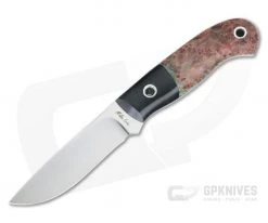 Mike Irie Model 110 Drop Point CPM-154 Micarta Bolstered Stabilized Dyed Maple Burl 4269
