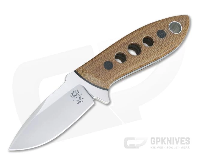 Tom Krein Custom TK-2 Brown Canvas Micarta Satin Nitro-V Fixed Blade 1 Tom Krein Custom TK-2 Brown Canvas Micarta Satin Nitro-V Fixed Blade