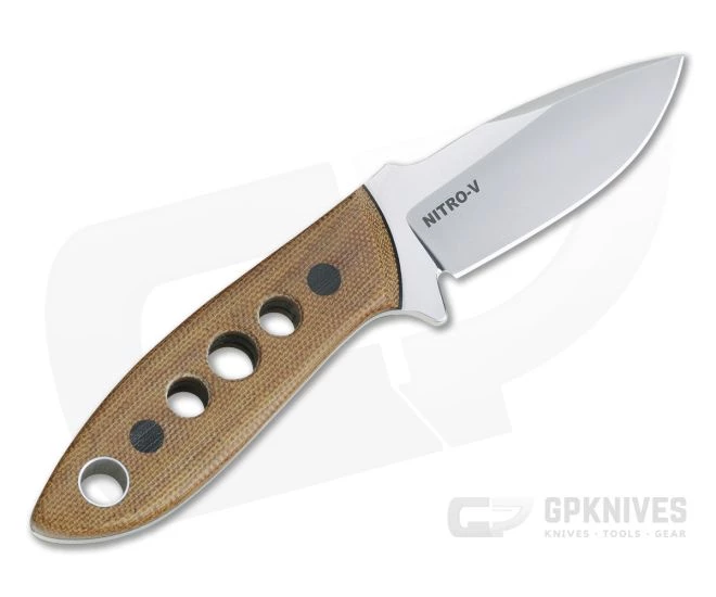 Tom Krein Custom TK-2 Brown Canvas Micarta Satin Nitro-V Fixed Blade 3 Tom Krein Custom TK-2 Brown Canvas Micarta Satin Nitro-V Fixed Blade - Image 3