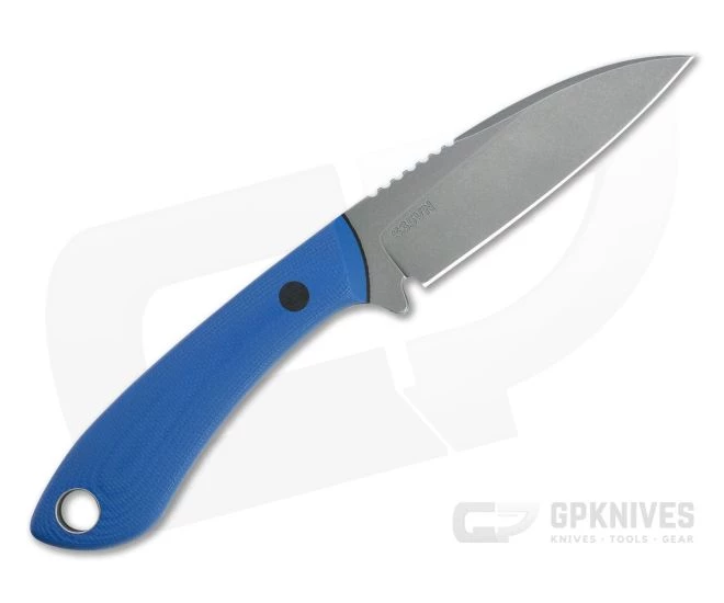 Tom Krein Custom TK-11 Wharncliffe Acid Washed S35VN Blasted Blue G10 Fixed Blade 3 Tom Krein Custom TK-11 Wharncliffe Acid Washed S35VN Blasted Blue G10 Fixed Blade - Image 3