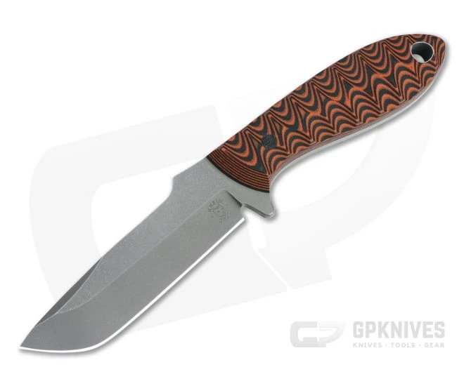 Tom Krein Custom Tank Tanto Acid Washed Nitro-V Anso Milled Pumpkin G10 Fixed Blade 1 Tom Krein Custom Tank Tanto Acid Washed Nitro-V Anso Milled Pumpkin G10 Fixed Blade