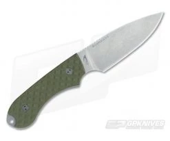 Bradford Knives Guardian4 PHT Flat Grind Green G10 Stonewash 3V -Camping Knives best sale 4fh 002 3v 3