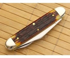 Tidioute Cutlery #54 Big Jack Chestnut Worm Groove Bone -Camping Knives best sale 541214bj cwg 2