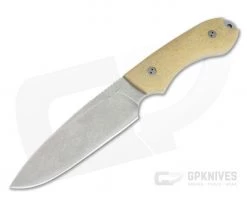 Bradford Guardian5 Sabre Ground Stonewashed 3V 3D Natural Canvas Micarta Fixed Blade