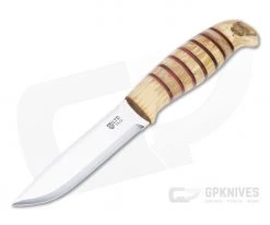 Helle Knives JS 2022 Limited Edition Stacked Red Leather Curly Birch Fixed Blade Knife