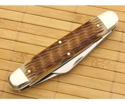 Tidioute #98 Texas Cattle Knife Amber Jig Bone -Camping Knives best sale 981316 ajb 2