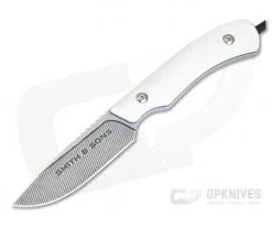 Smith & Sons Axiom White G10 Blue Liners Satin Hardware AEB-L EDC Fixed Blade