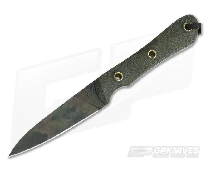 Smith & Sons Bandit Original Patina CPM D2 OD Green Micarta Compact Fixed Blade 1 Smith & Sons Bandit Original Patina CPM D2 OD Green Micarta Compact Fixed Blade