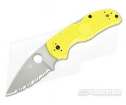 Spyderco Native 5 Salt Lightweight Serrated Magnacut Yellow FRN Folder C41SYL5