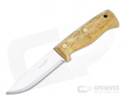 Helle Knives Temagami LTD Les Stroud 14C28N Curly Birch Semi Full Tang Fixed Blade Knife