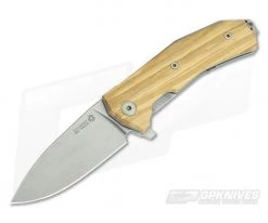 LionSteel KUR Flipper Olive Wood Sleipner Liner Lock Folder