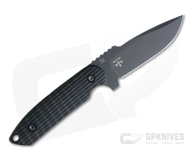 Protech Knives Les George Rockeye Black DLC 52100 Black G10 Tactical Fixed Blade 3 Protech Knives Les George Rockeye Black DLC 52100 Black G10 Tactical Fixed Blade - Image 3