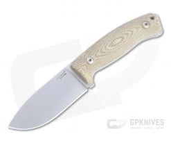 LionSteel M2M Satin M390 Natural Canvas Micarta Fixed Blade Knife