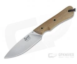 Smith & Sons Brave Stonewashed D2 Natural Canvas Micarta Everyday Carry Fixed Blade