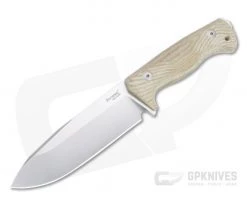LionSteel T6 Satin K490 Natural Canvas Micarta Fixed Blade Knife